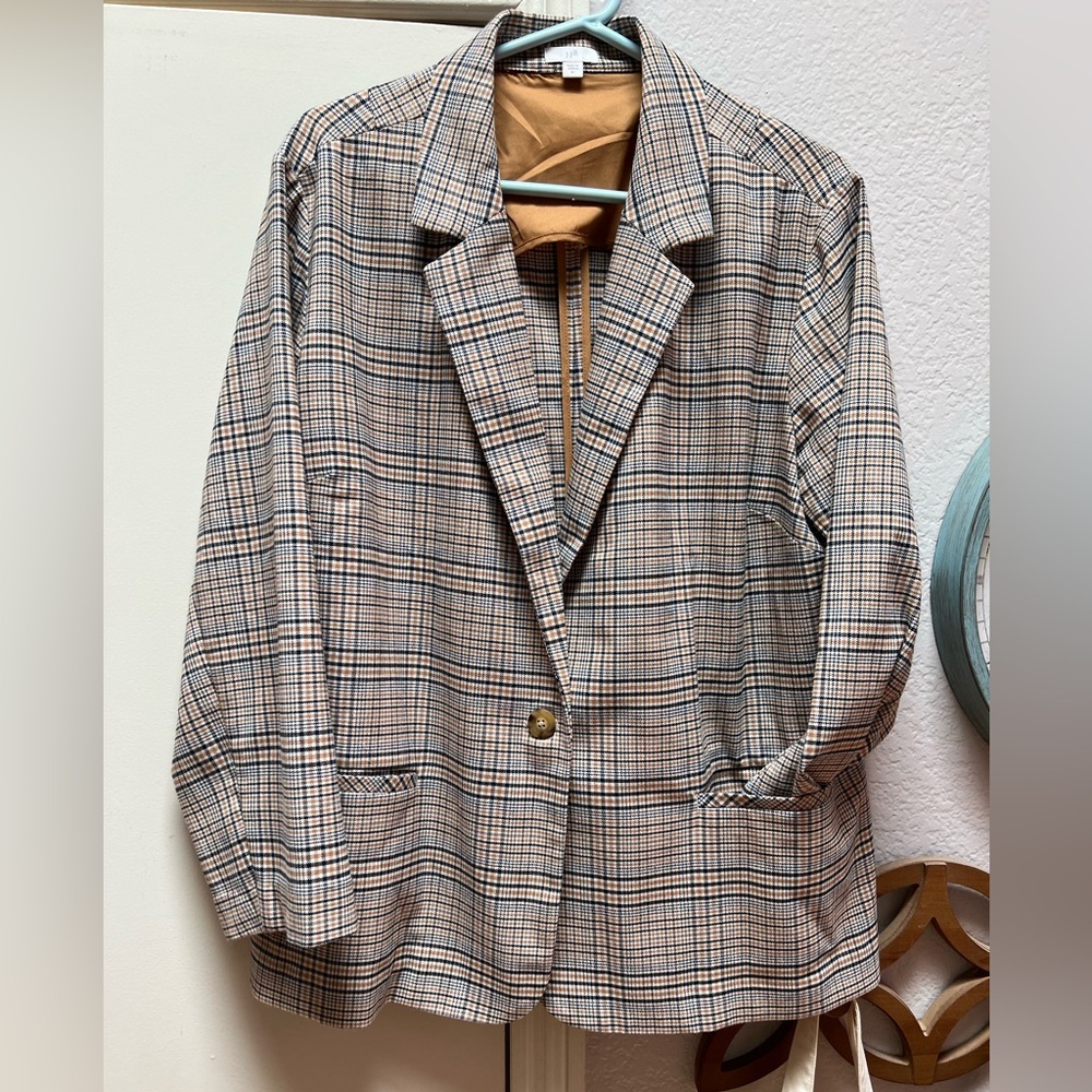 J. Jill Plaid Blazer in Beige and Black